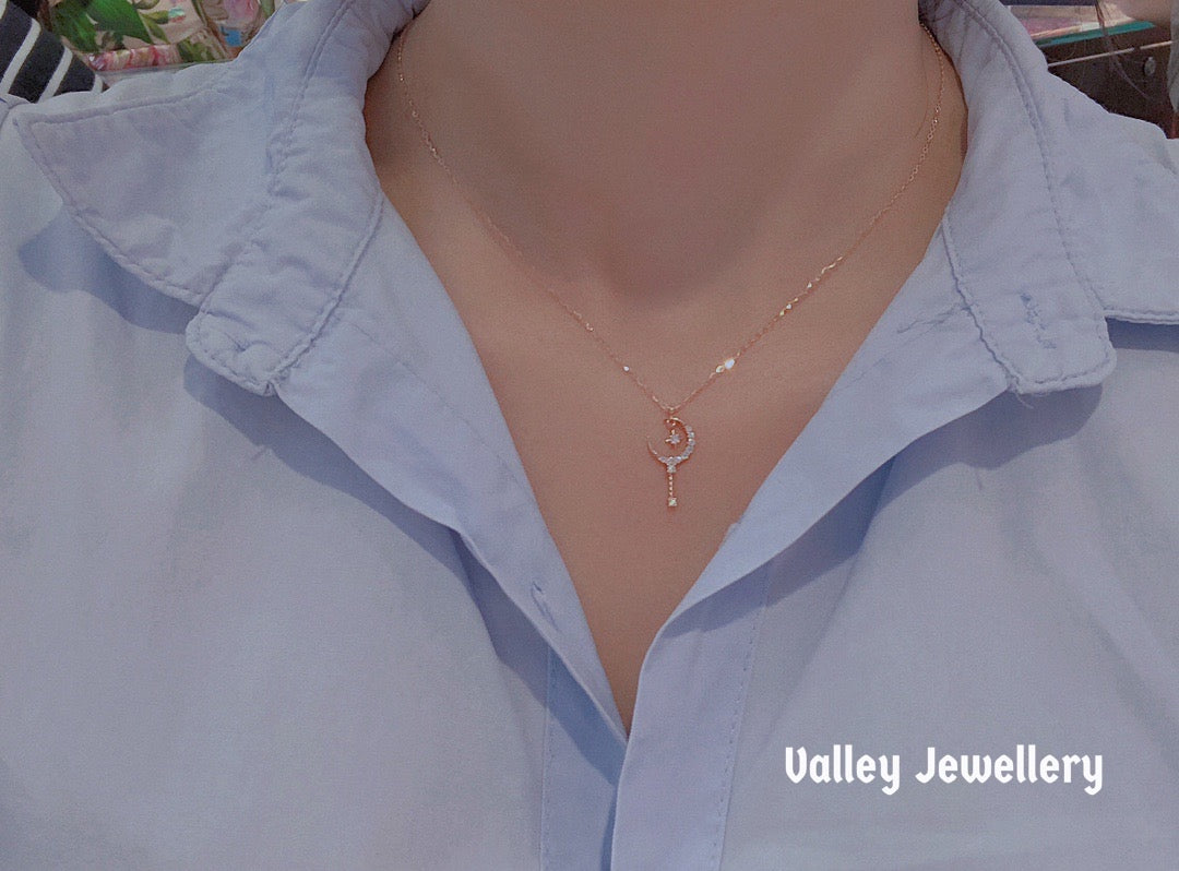 18k gold diamond π fairy stick necklace