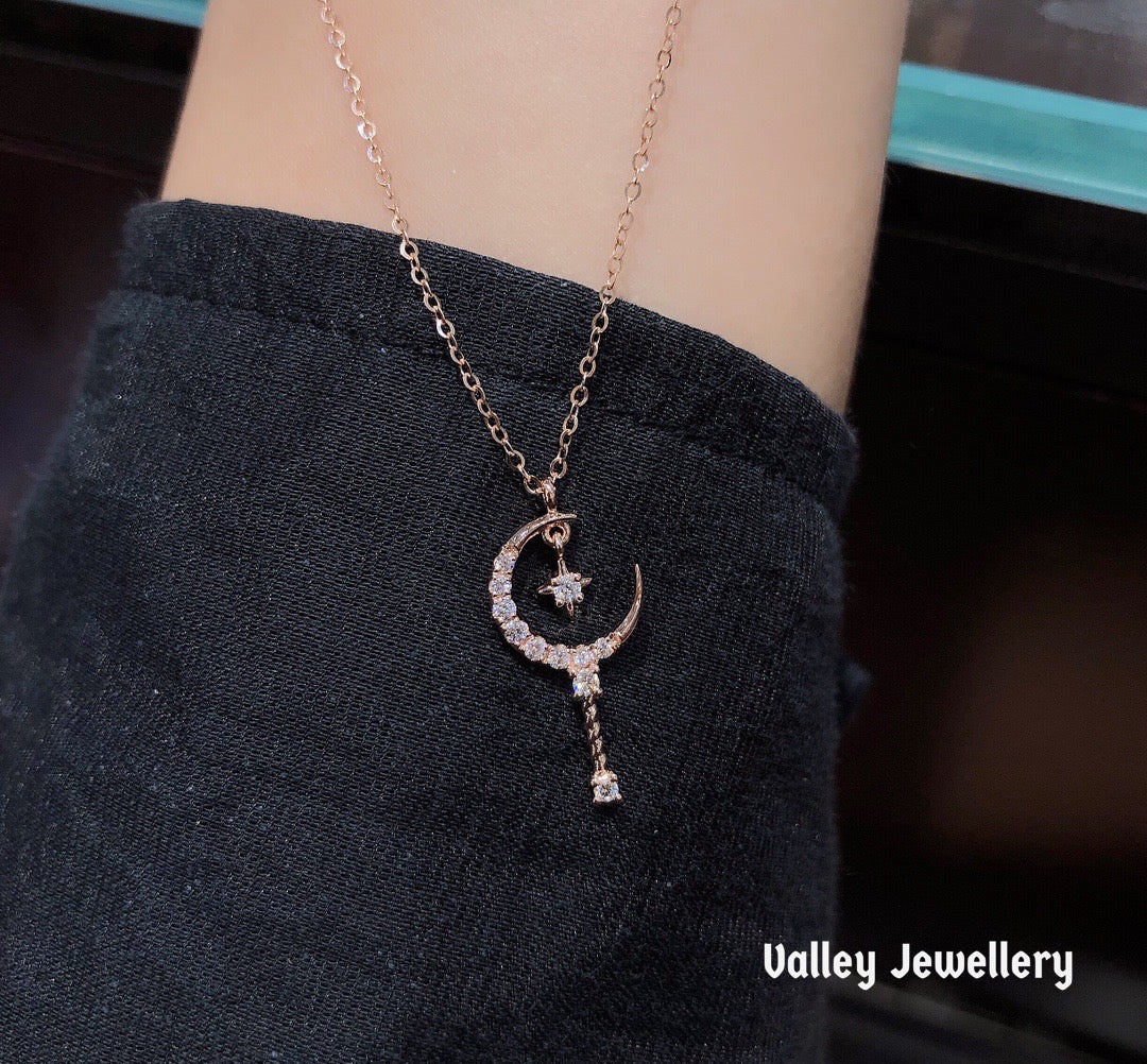 18k gold diamond π fairy stick necklace