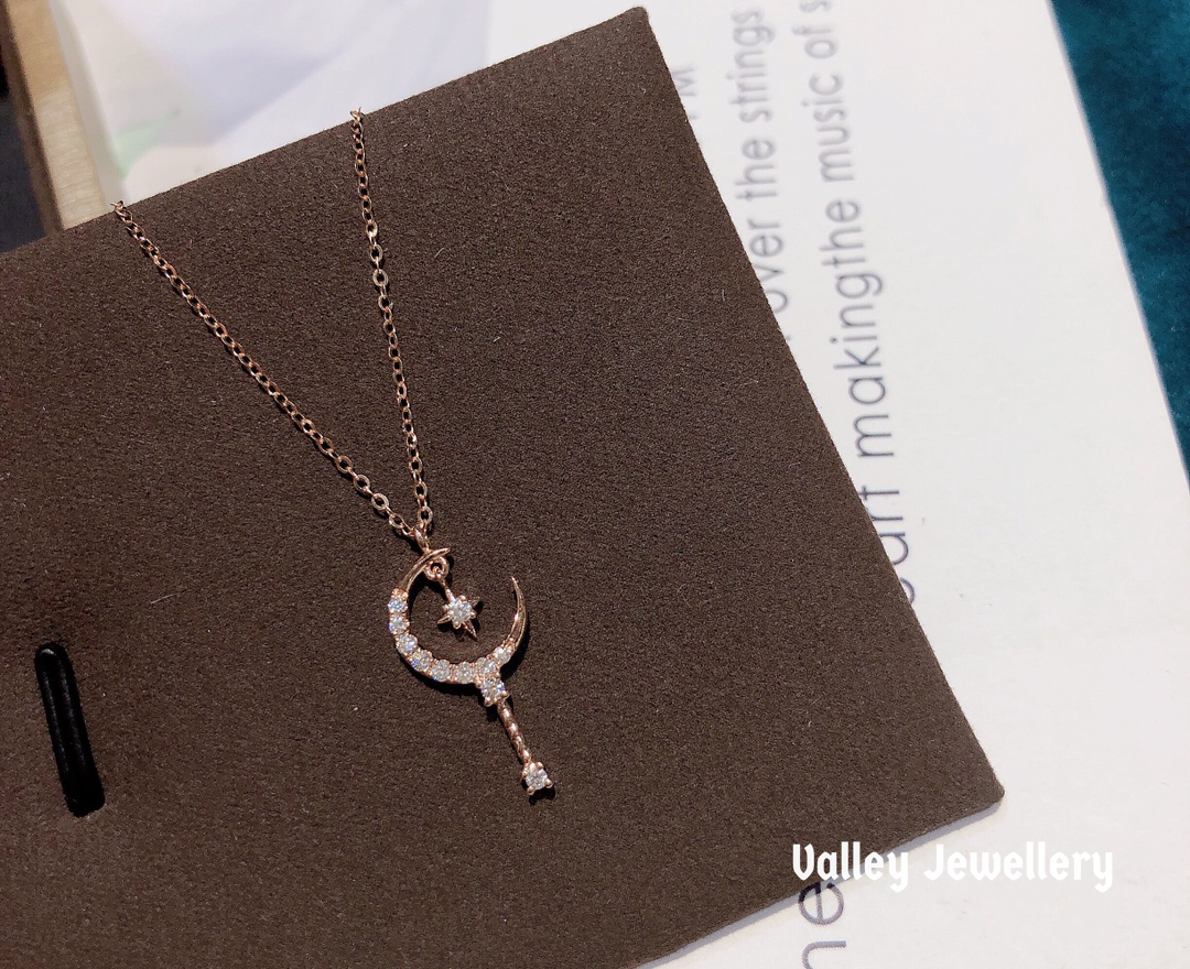 18k gold diamond π fairy stick necklace