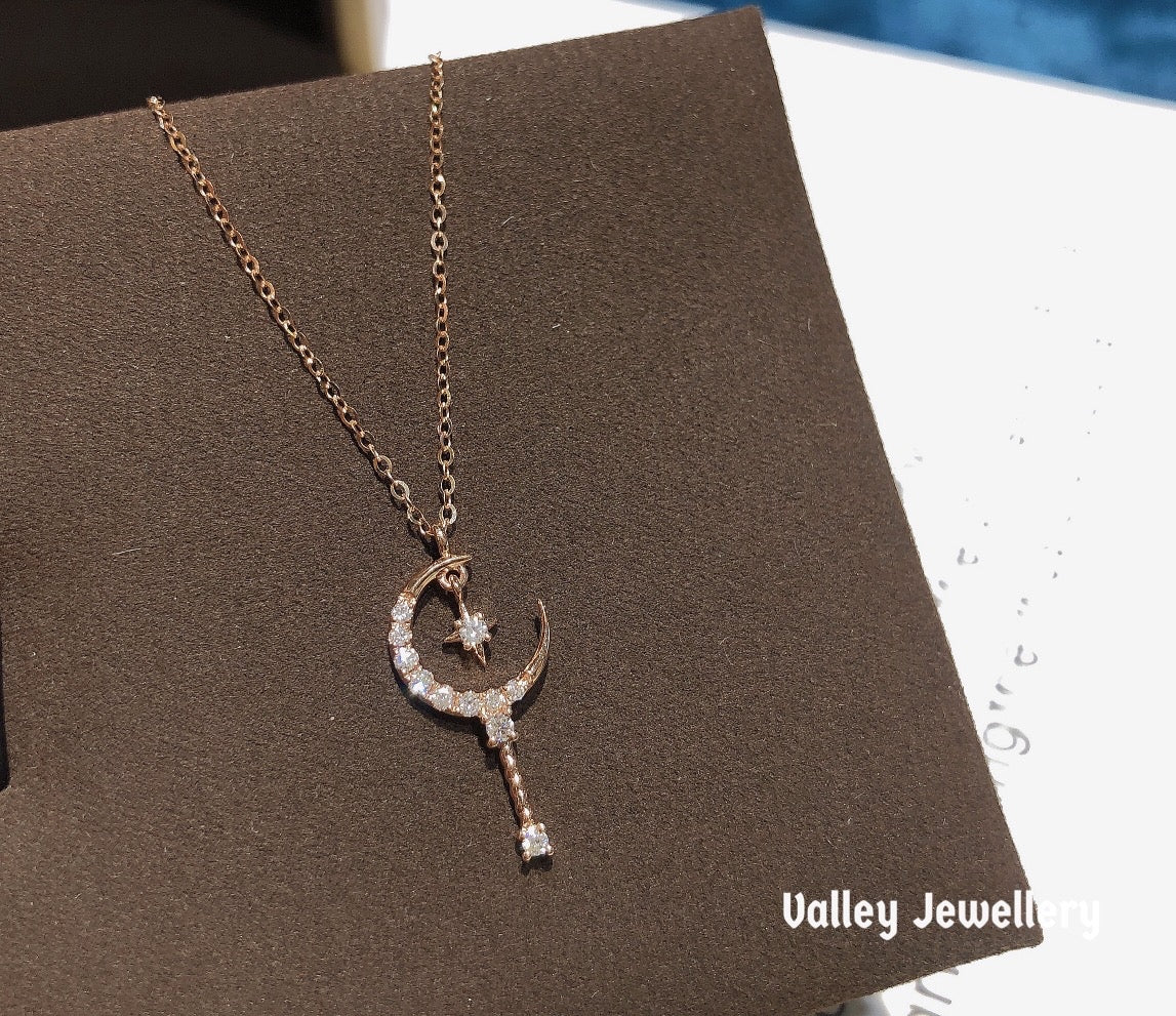 18k gold diamond π fairy stick necklace