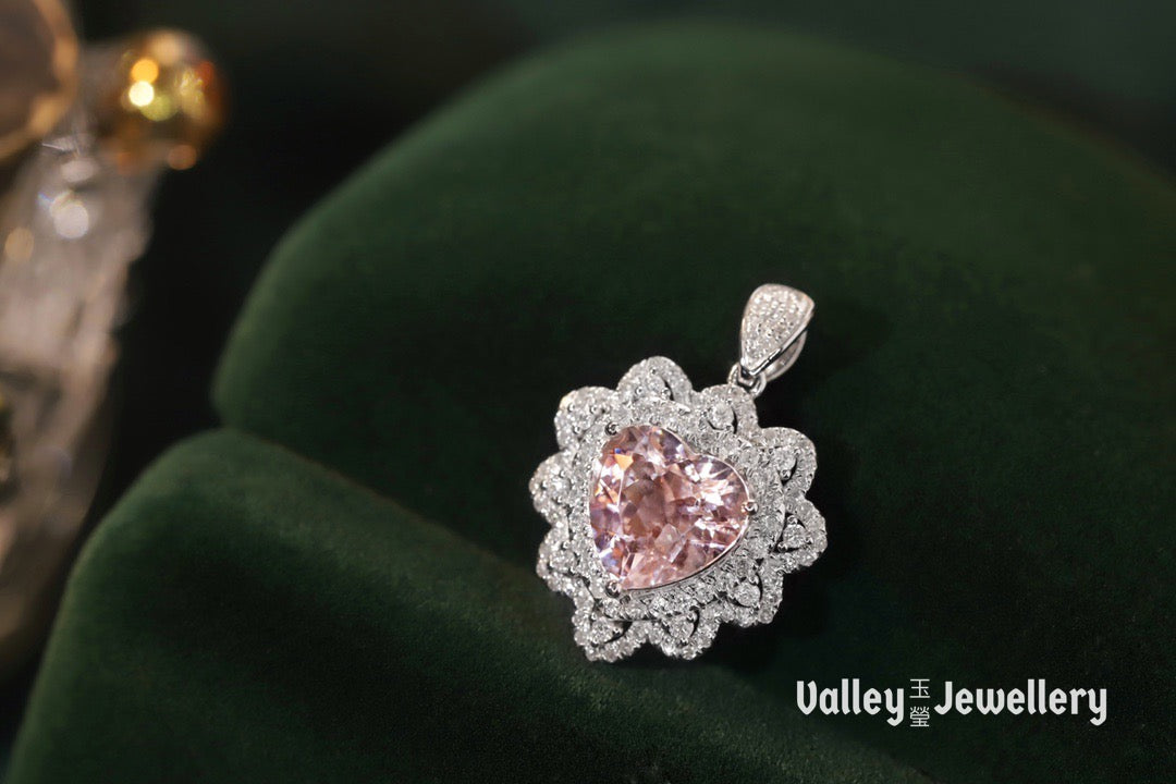 18K heart-shaped Morganite pendant