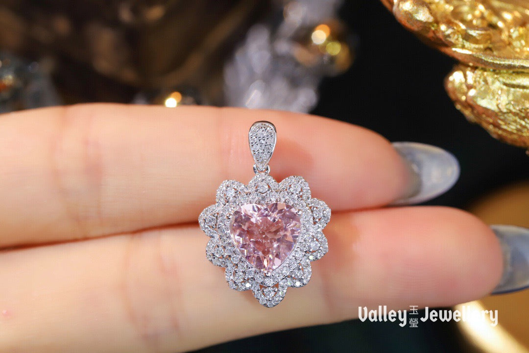 18K heart-shaped Morganite pendant