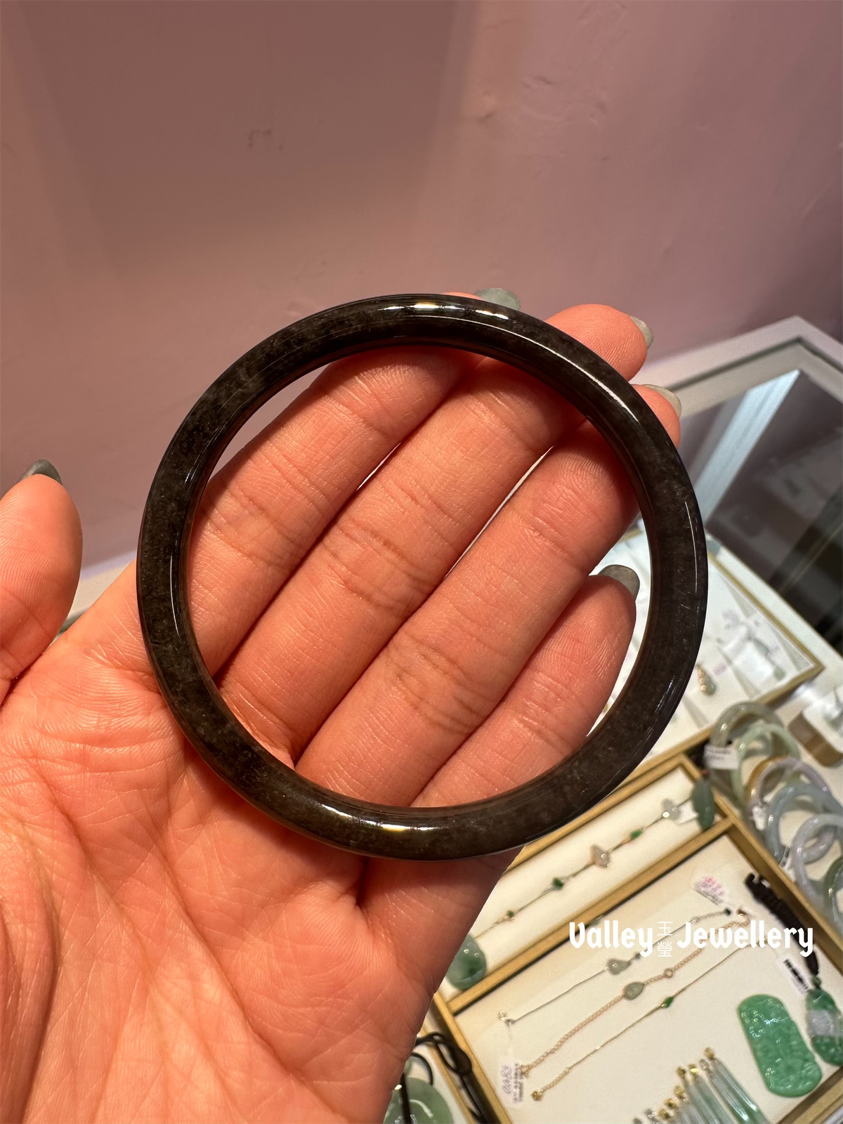 Natural Black Jade Bangle