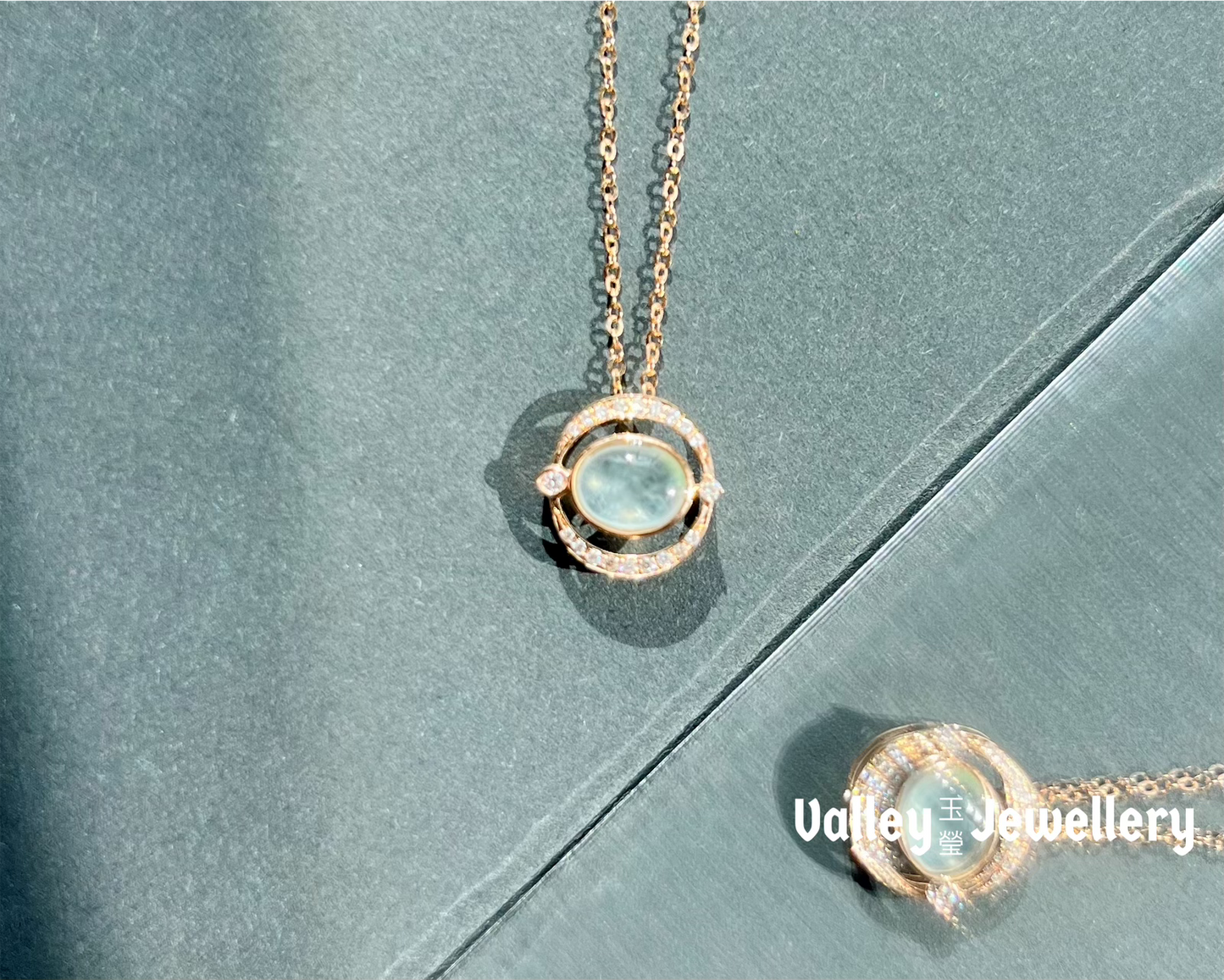18K Ice Jadeite Pendant with diamonds