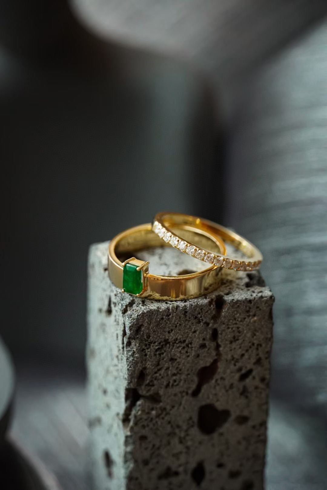 Emerald Diamond Combination Ring