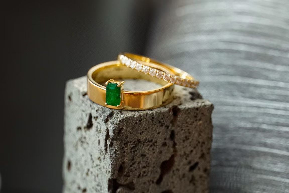 Emerald Diamond Combination Ring