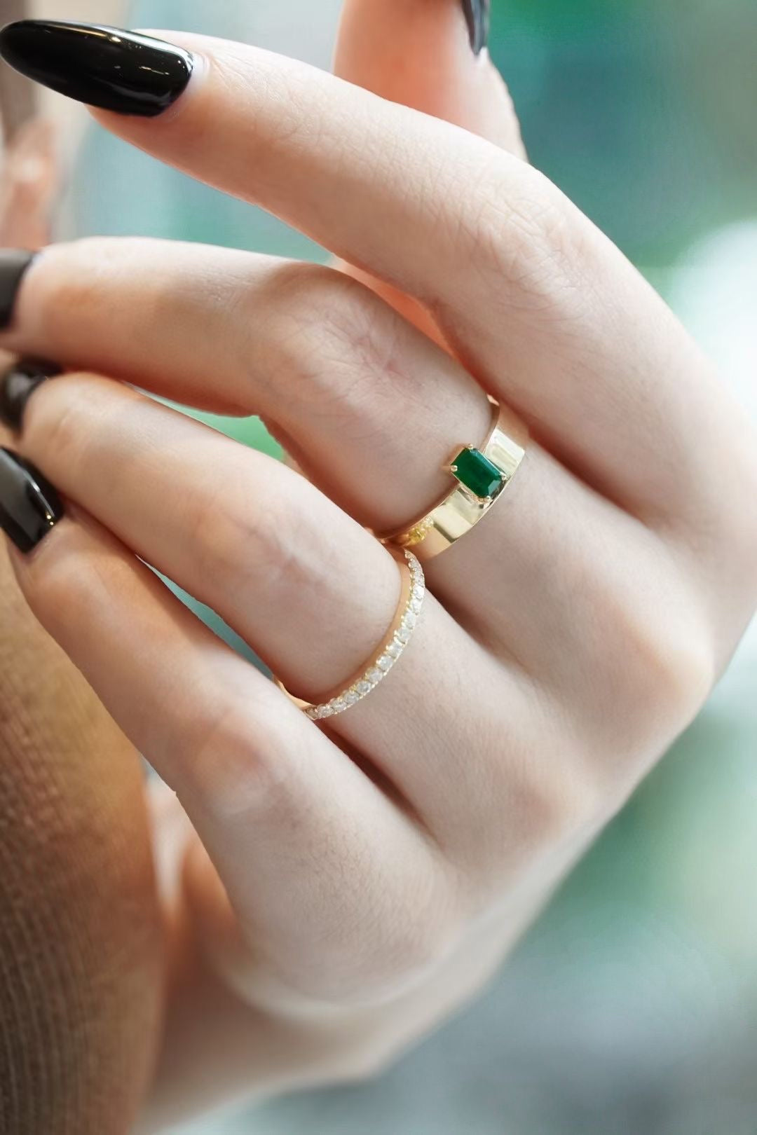 Emerald Diamond Combination Ring