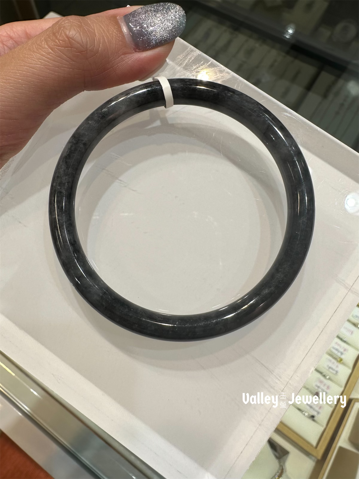 Natural Black Jade Bangle