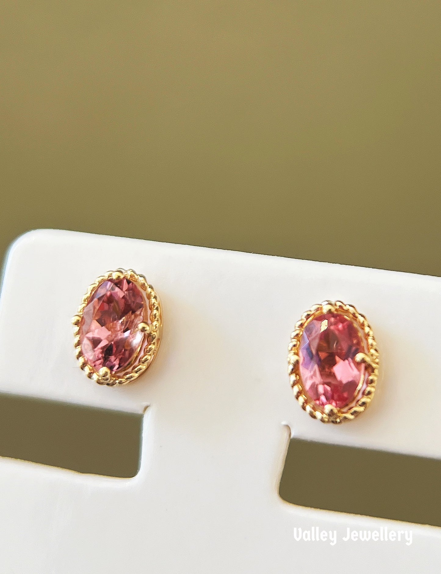 18K pink tourmaline earrings