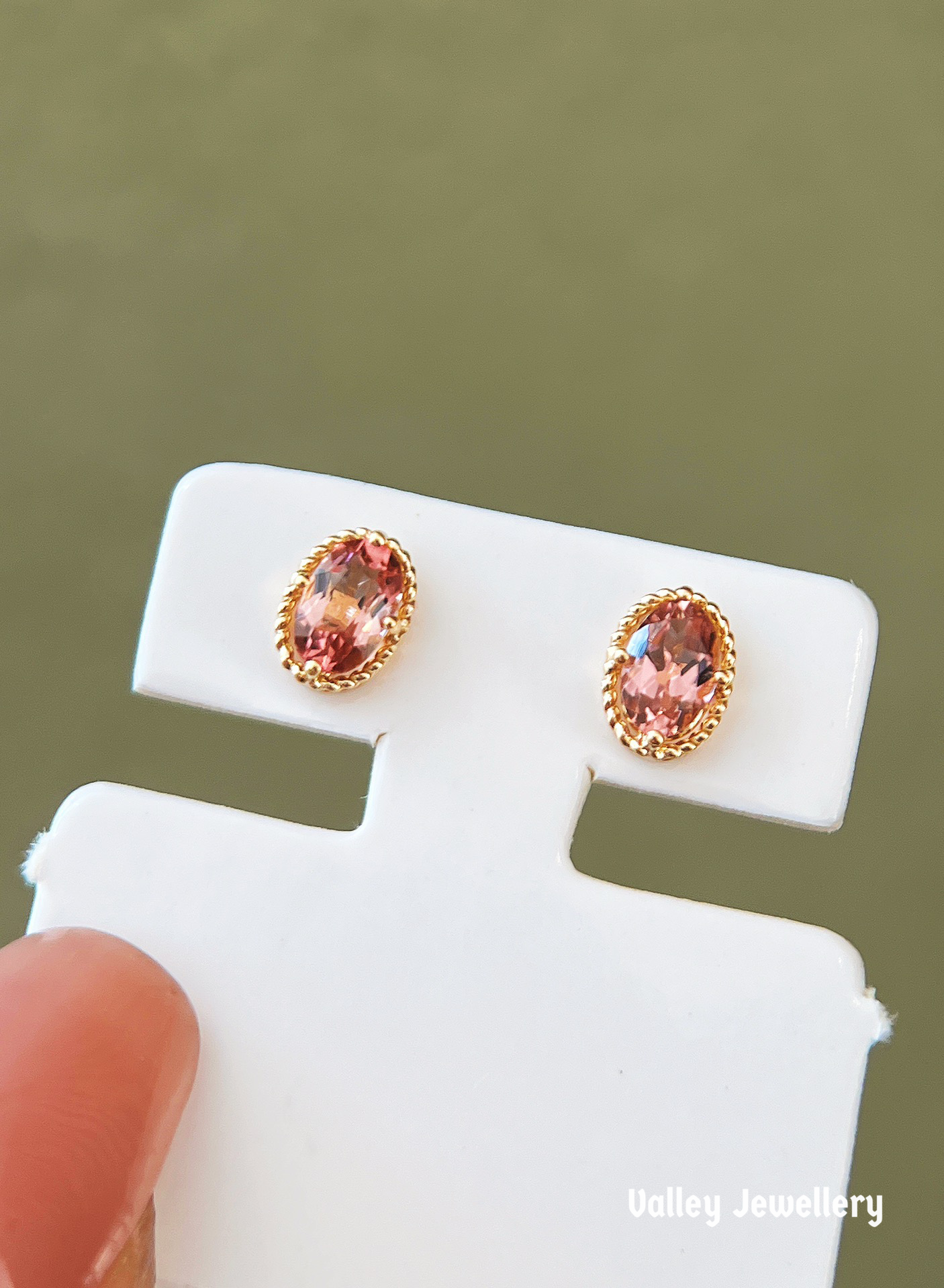 18K pink tourmaline earrings