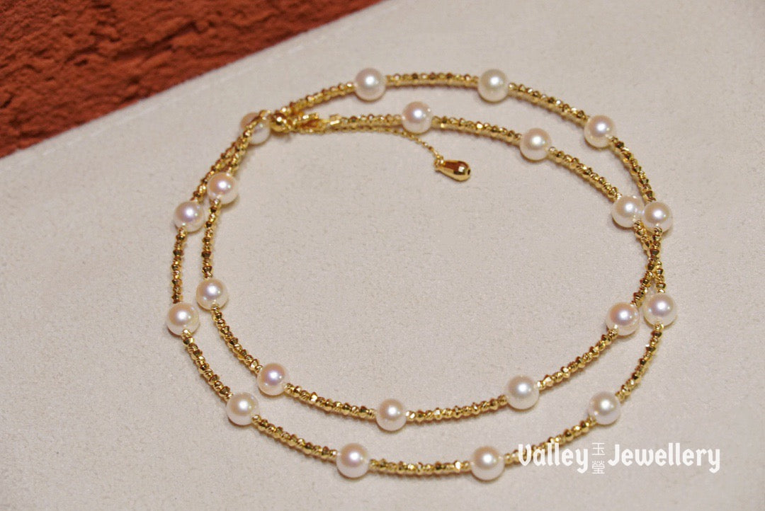 18K Akoya Pearl Bracelet and Necklace