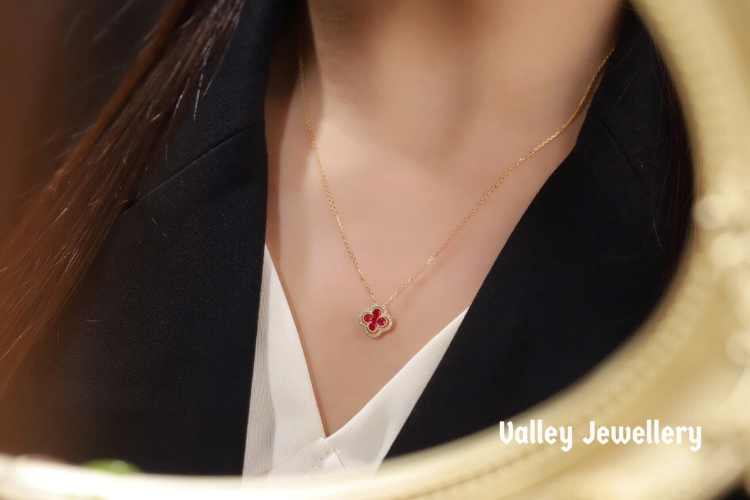 18K Ruby Four-leaf clover🍀 Necklace