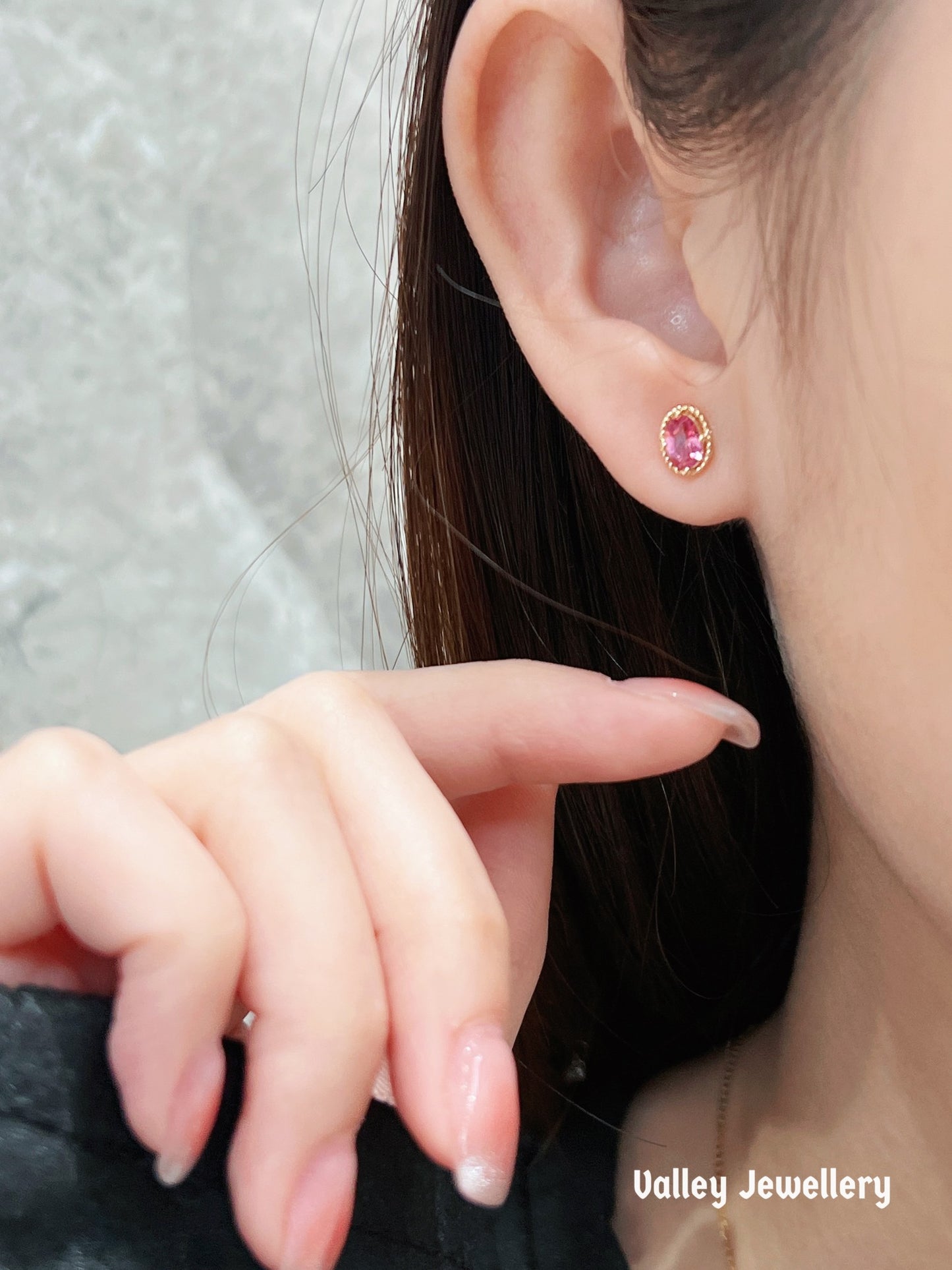 18K pink tourmaline earrings