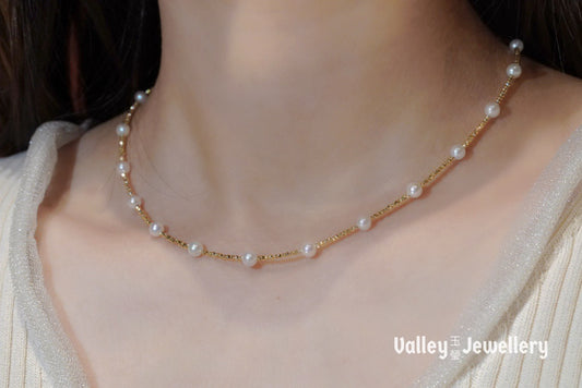 18K Akoya Pearl Bracelet and Necklace