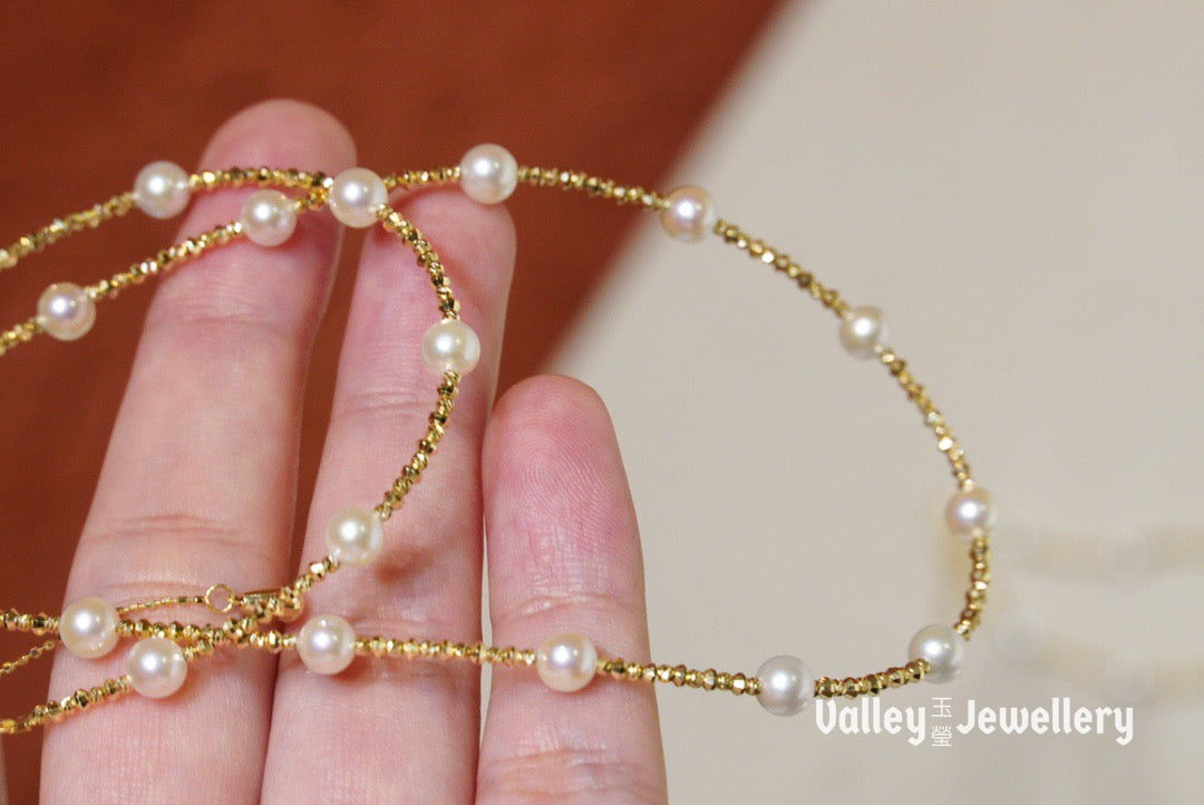 18K Akoya Pearl Bracelet and Necklace