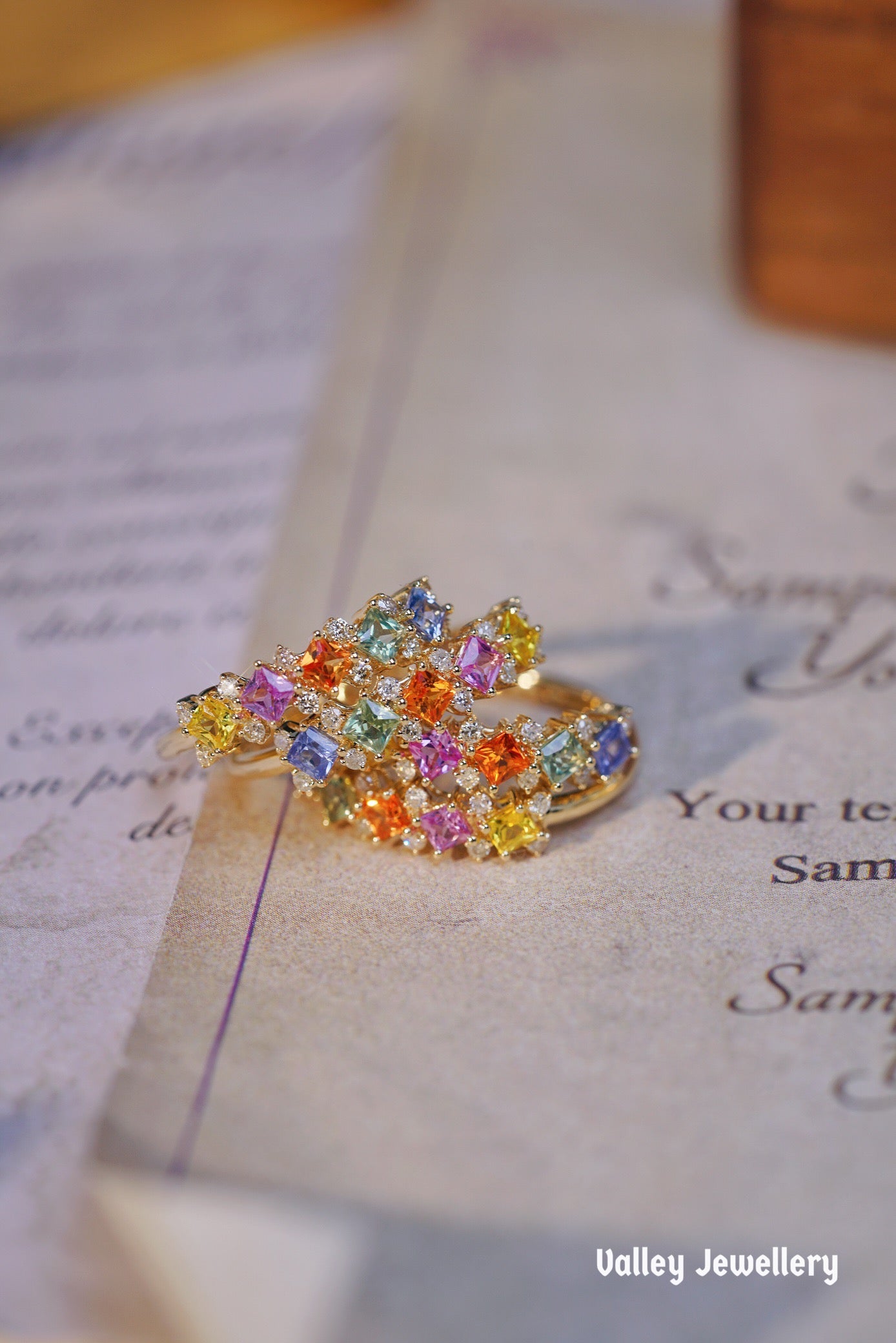 18K colourful Rainbow ring