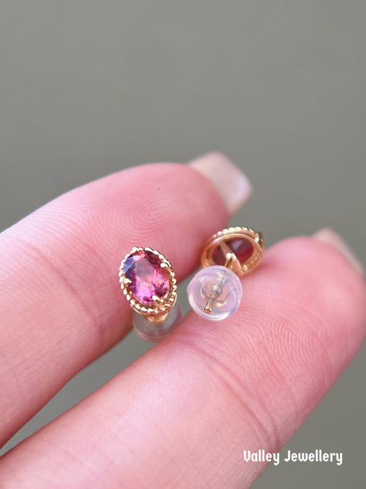 18K pink tourmaline earrings