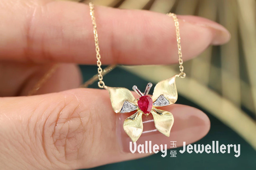 18K Ruby Butterfly Necklace