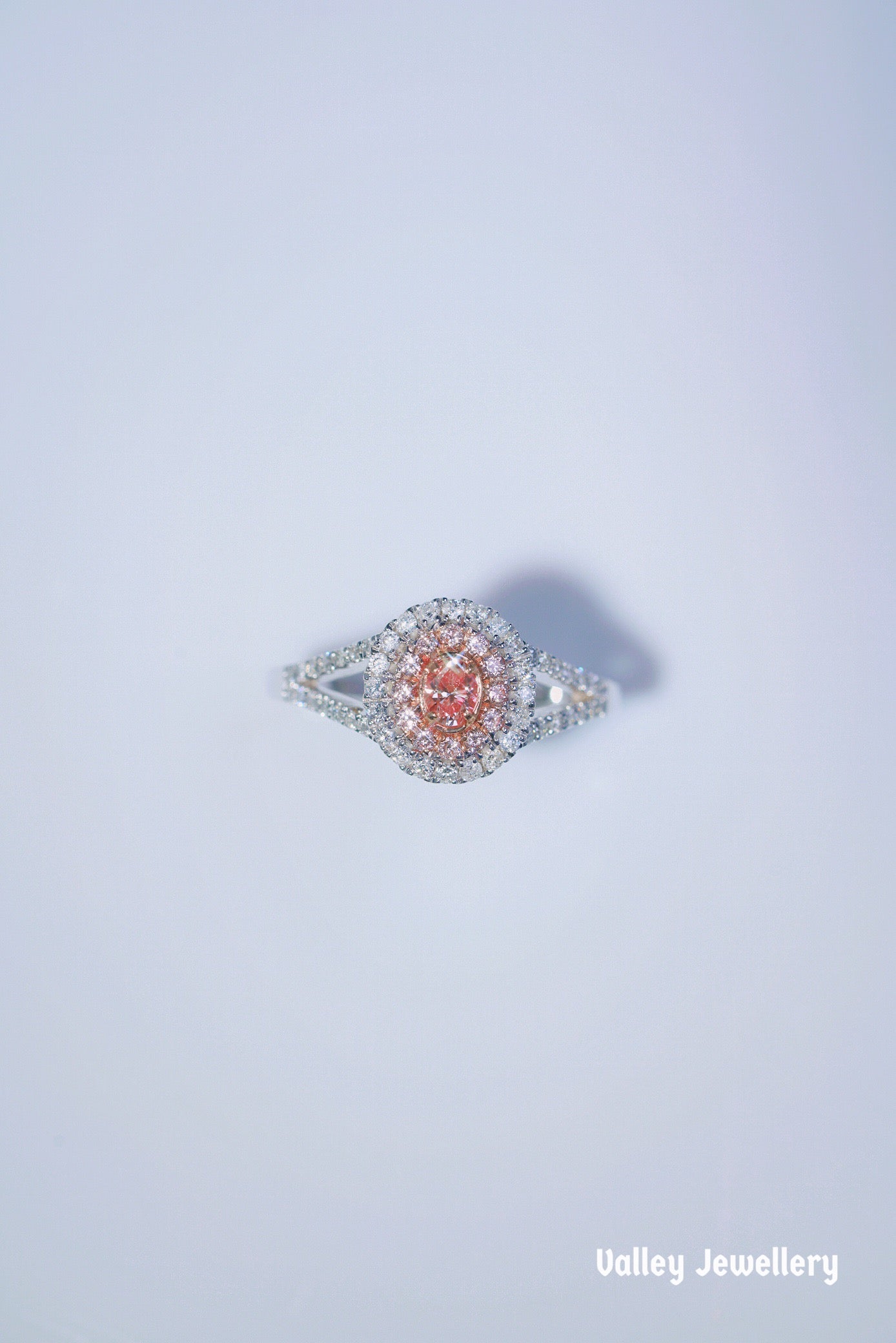 18k oval pink diamond ring