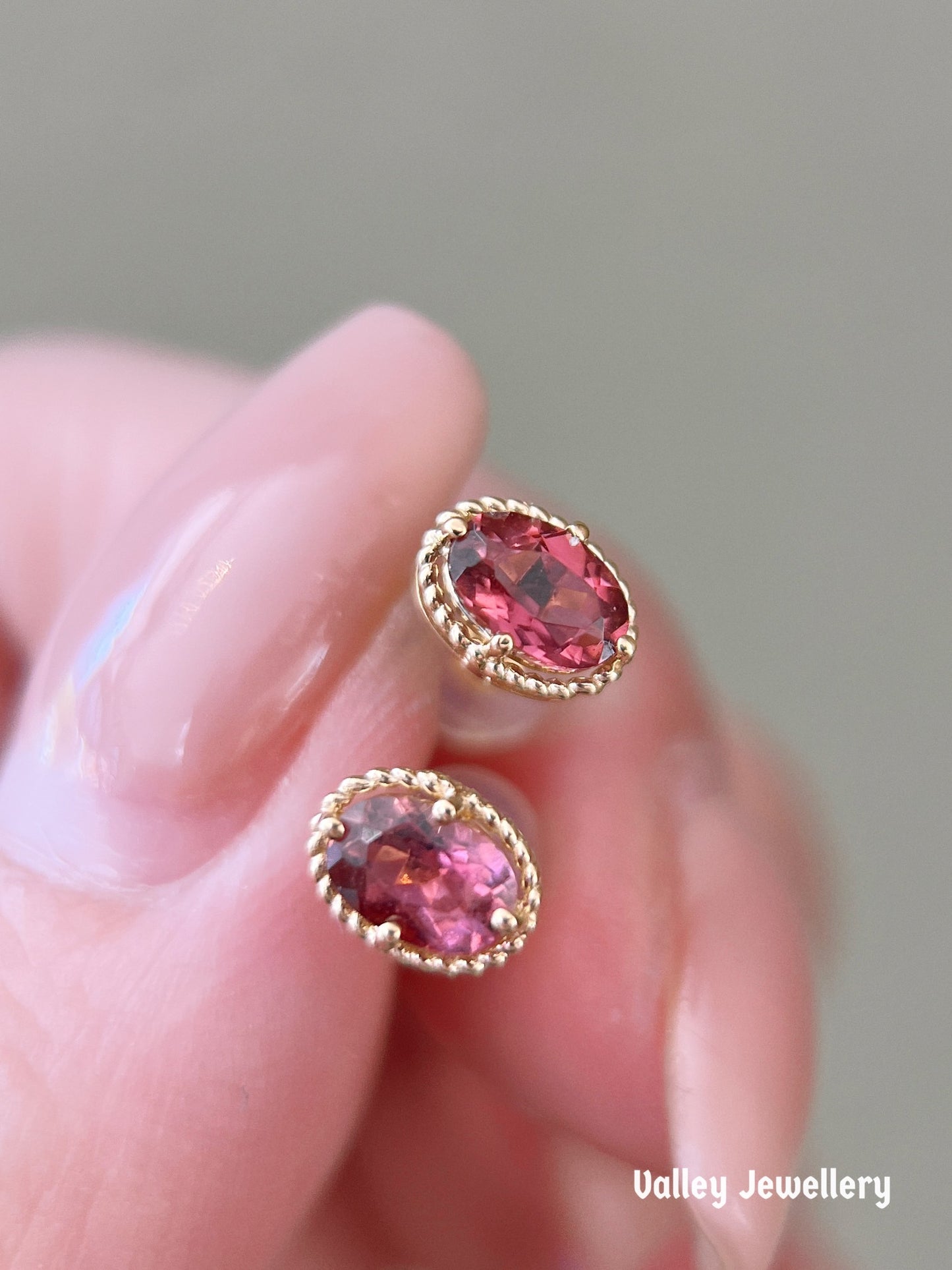 18K pink tourmaline earrings