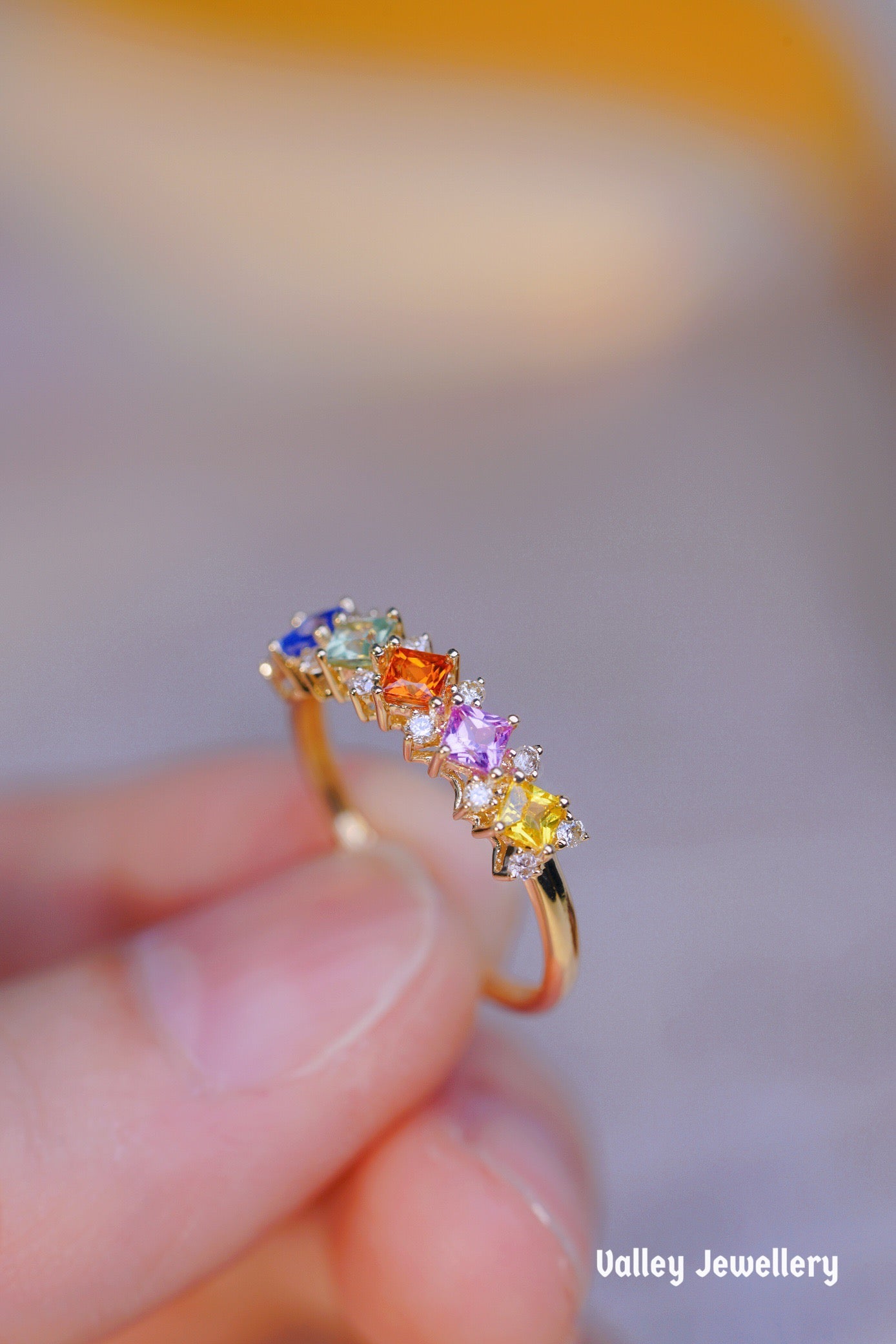 18K colourful Rainbow ring