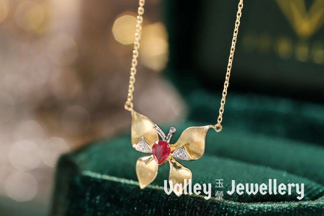 18K Ruby Butterfly Necklace