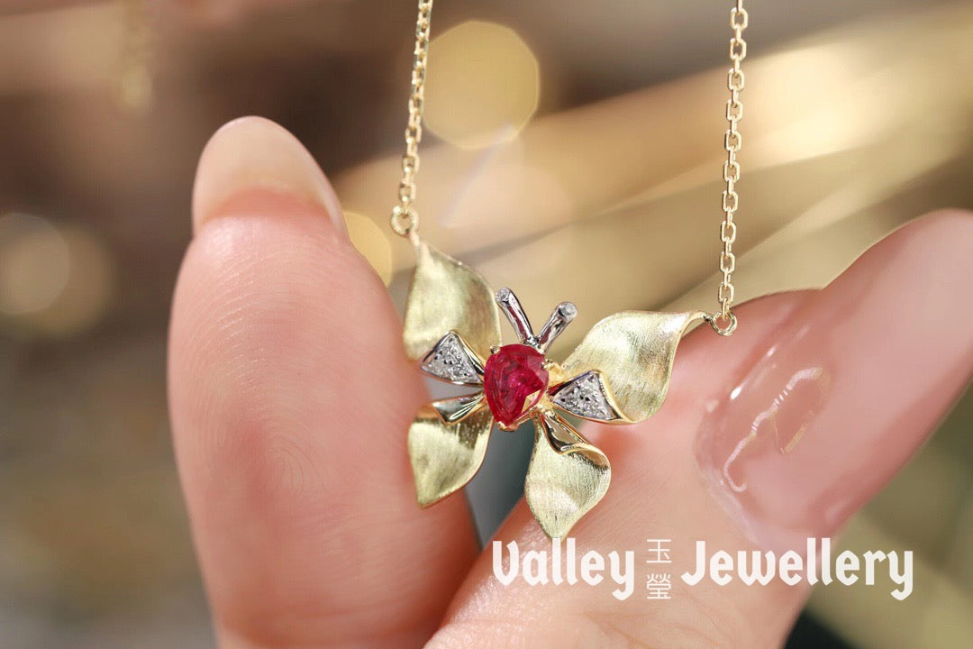 18K Ruby Butterfly Necklace