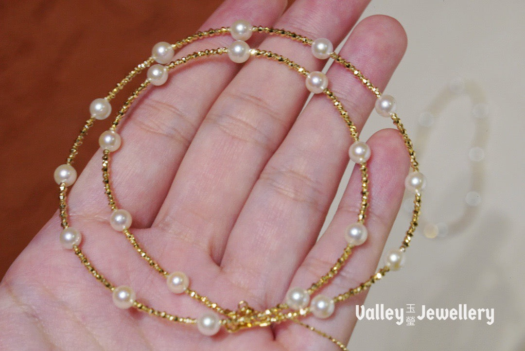 18K Akoya Pearl Bracelet and Necklace