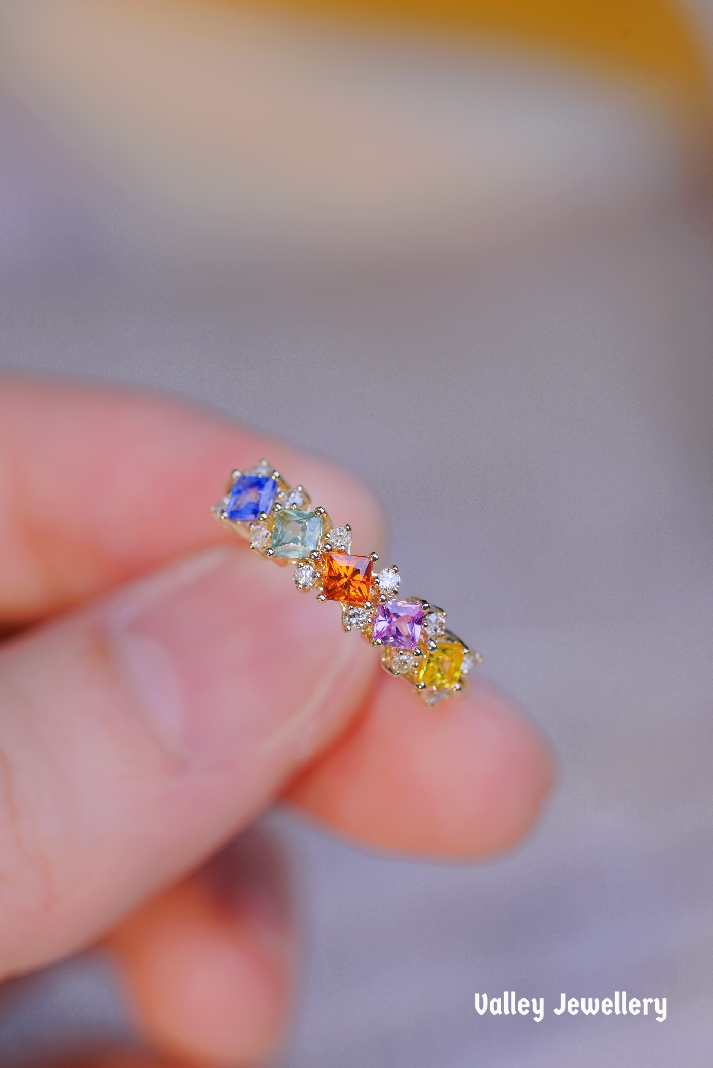 18K colourful Rainbow ring