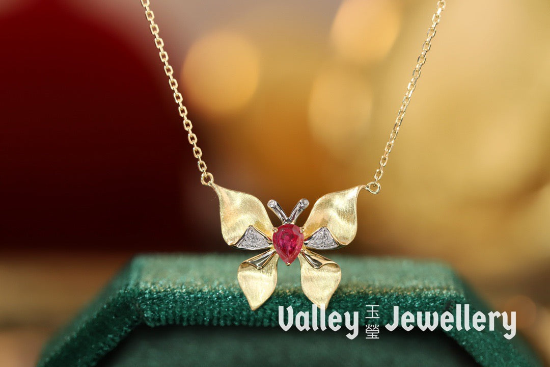 18K Ruby Butterfly Necklace