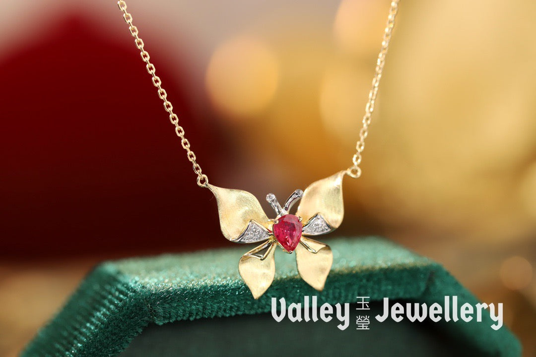 18K Ruby Butterfly Necklace