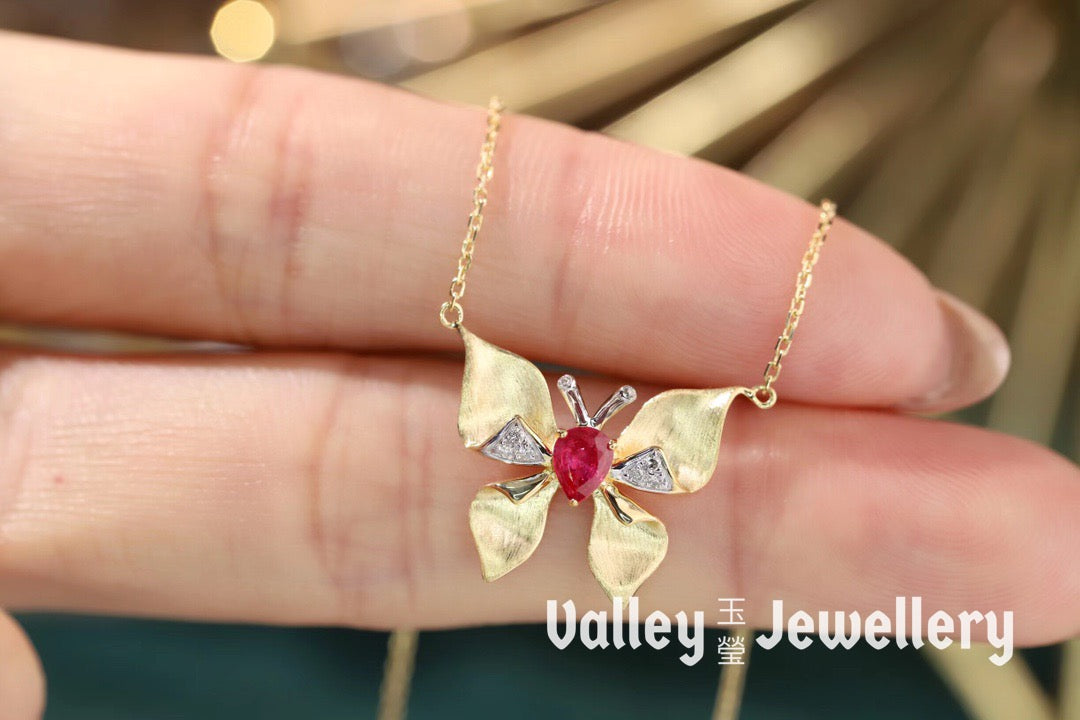 18K Ruby Butterfly Necklace