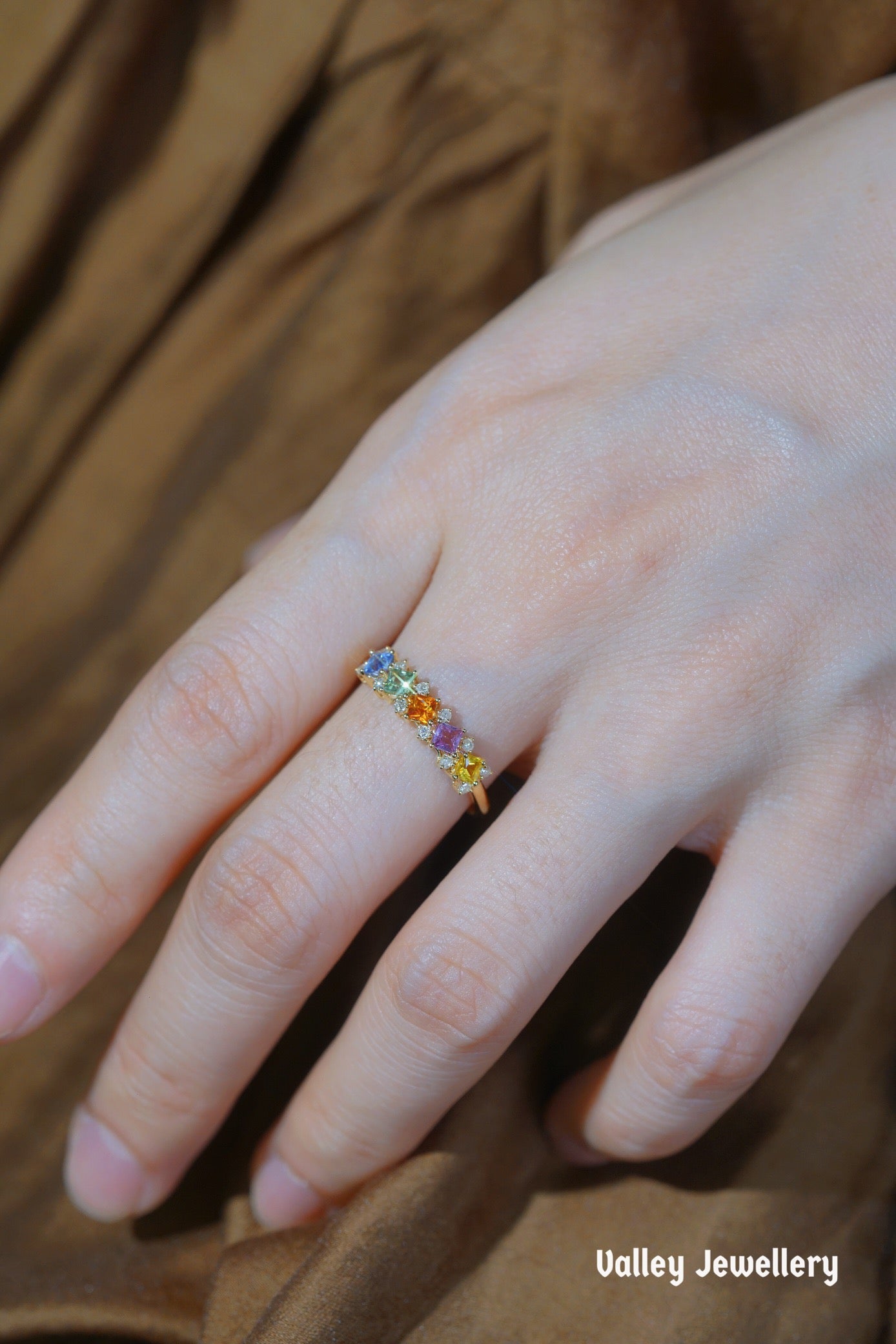 18K colourful Rainbow ring