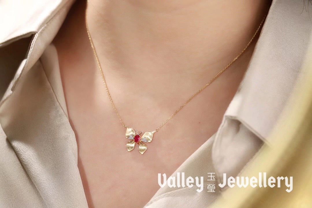 18K Ruby Butterfly Necklace