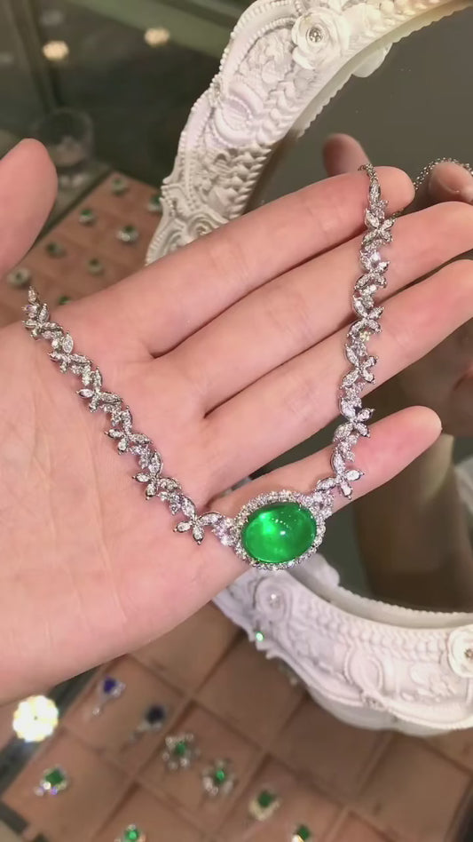 8.54ct Luxury Emerald Diamond Necklace