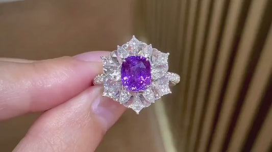 18K Non-Heat Purple Sapphire Ring