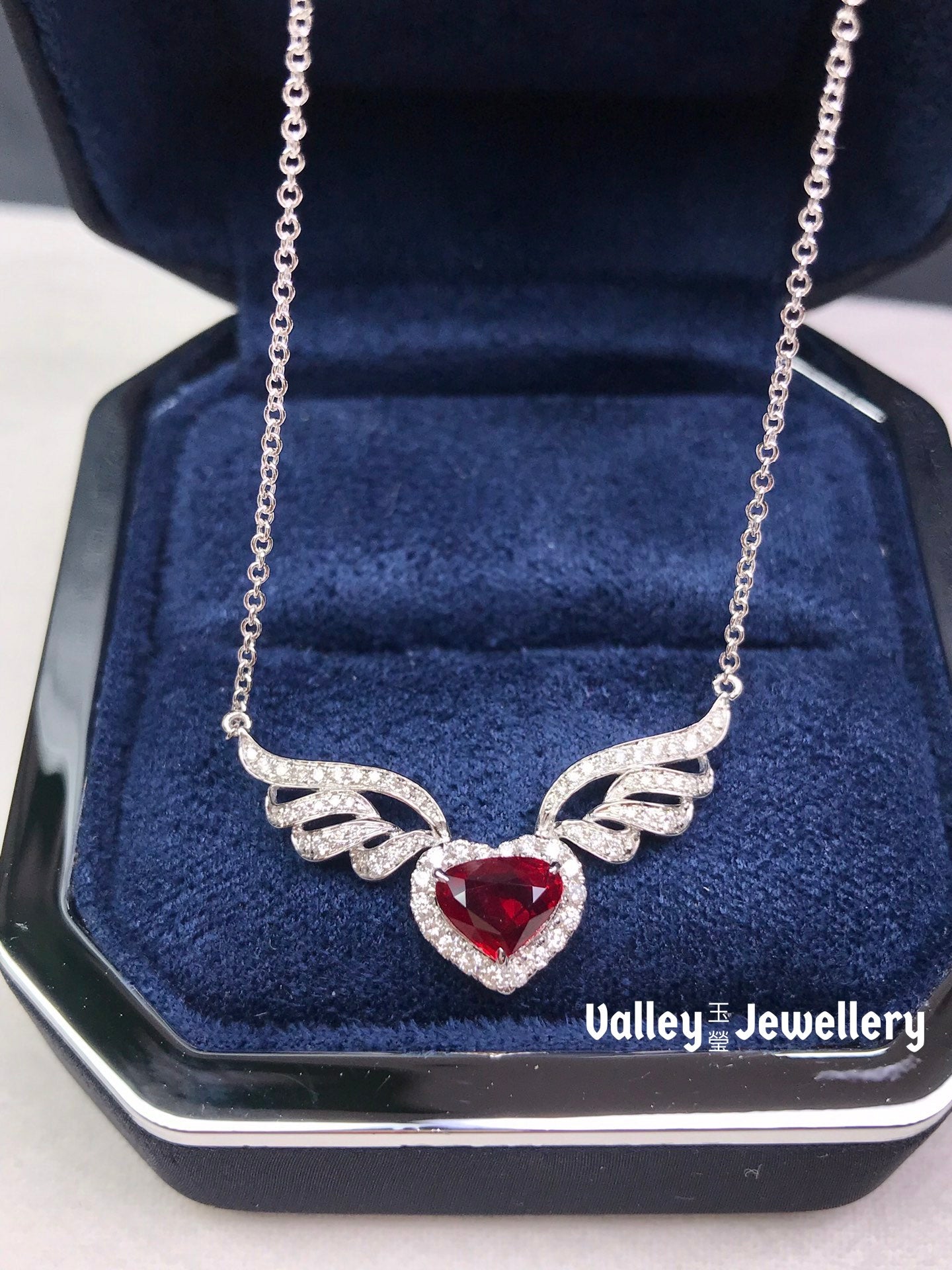 Angel Wings 18K Gold Natural Unheated Ruby Necklace