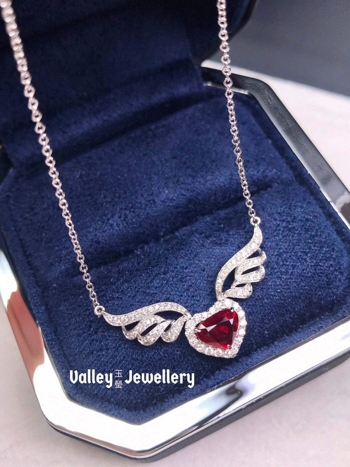 Angel Wings 18K Gold Natural Unheated Ruby Necklace