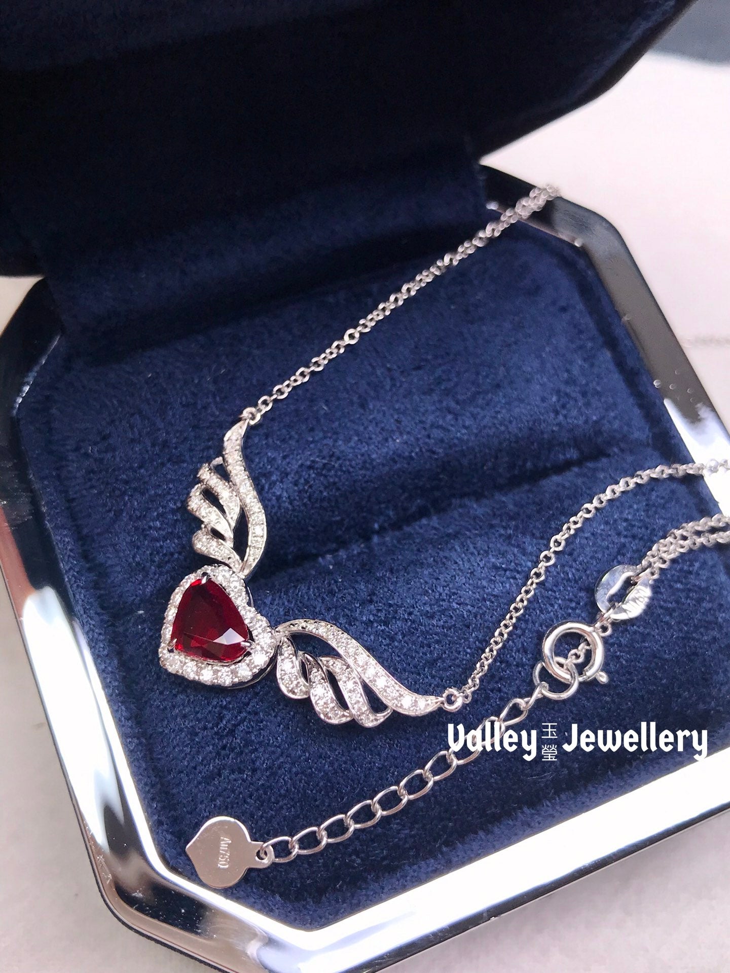 Angel Wings 18K Gold Natural Unheated Ruby Necklace