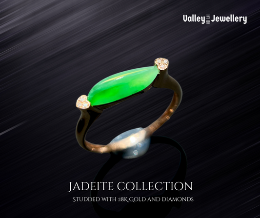 18K Gold Jadeite Ring with diamonds