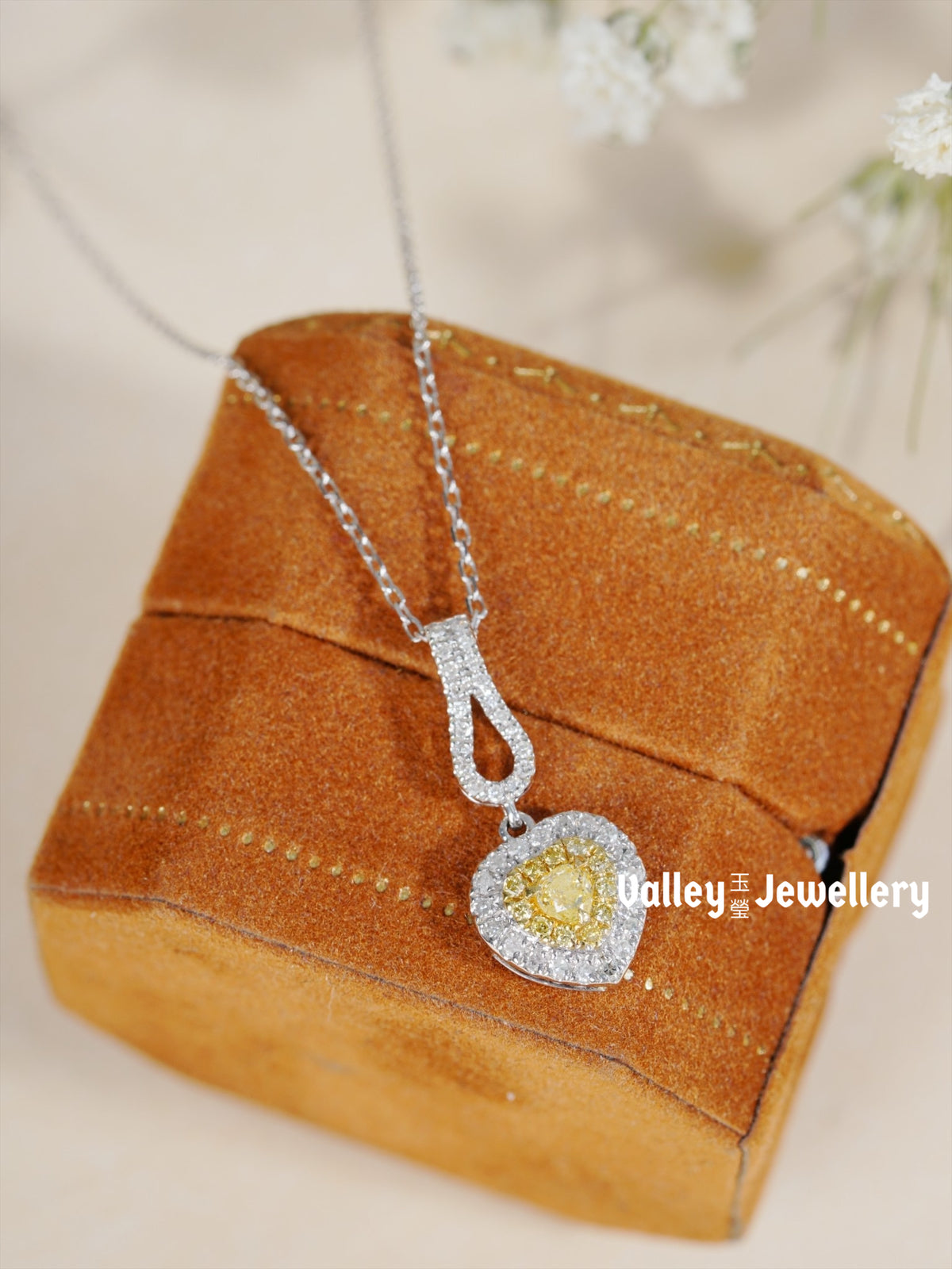 Yellow Diamond Pendant with chain