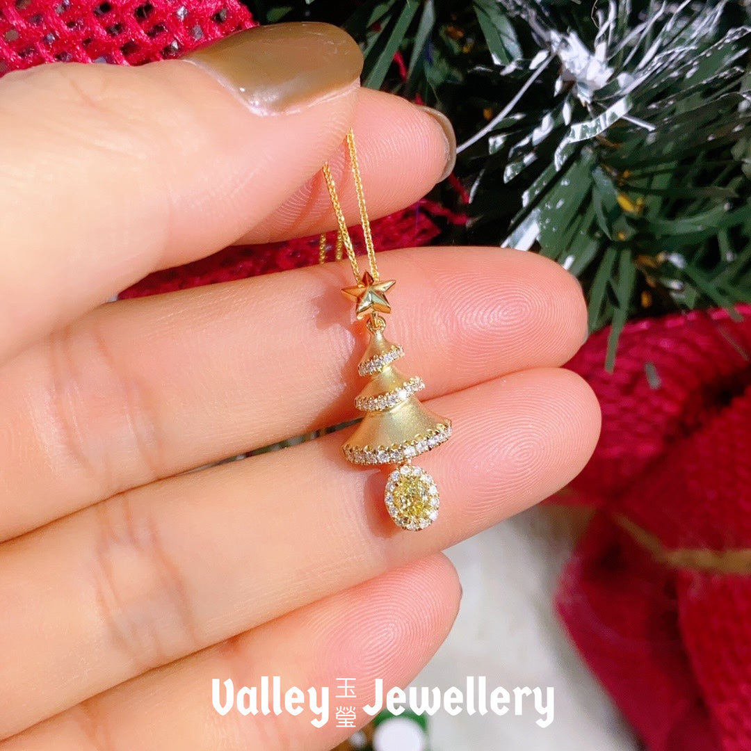 Christmas Tree Yellow Diamond Necklace