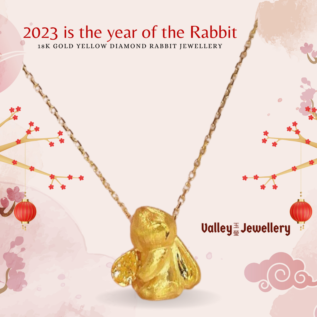 18K Cute Rabbit Yellow Diamond Necklace