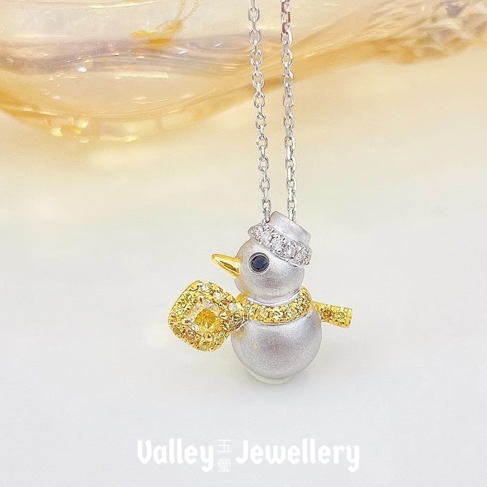 Snowman Yellow Diamond Necklace