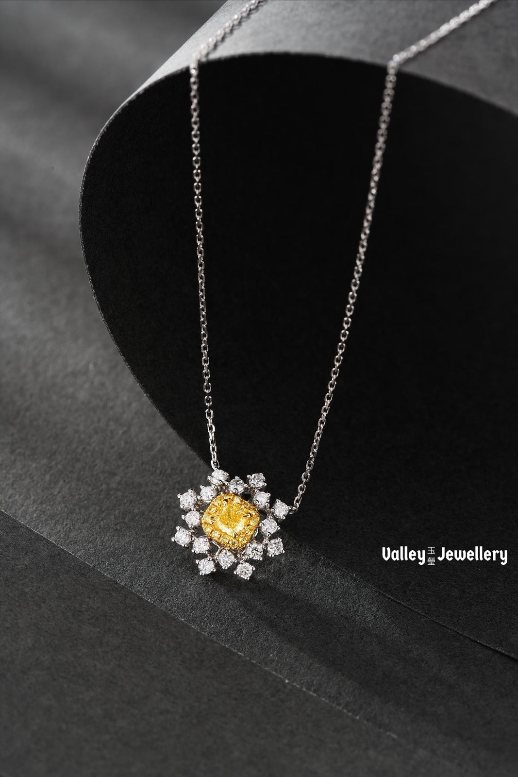 18K Yellow Diamond Snowflake Necklace