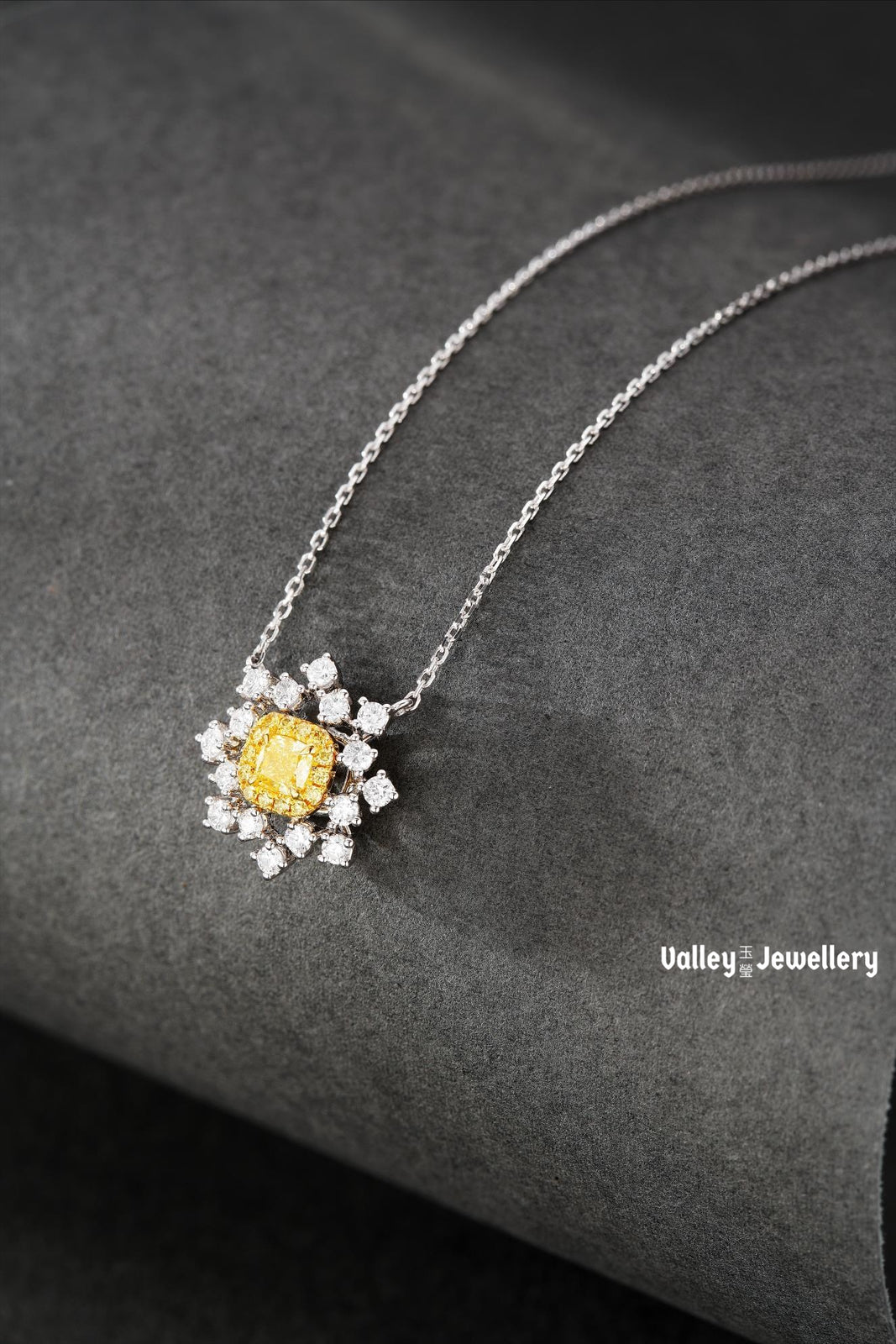 18K Yellow Diamond Snowflake Necklace