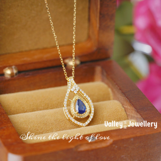 Sparkling Sapphire Pendant with Chain