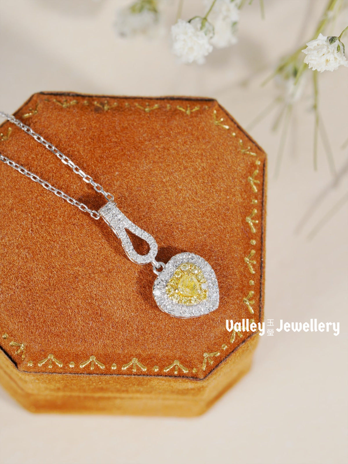 Yellow Diamond Pendant with chain