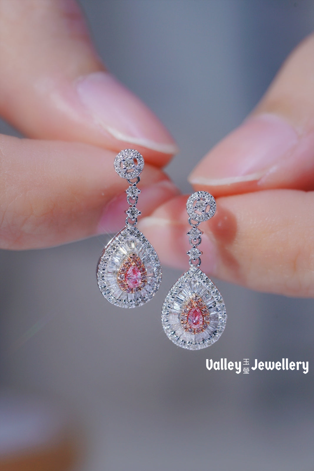 18K Pink Diamond Earrings