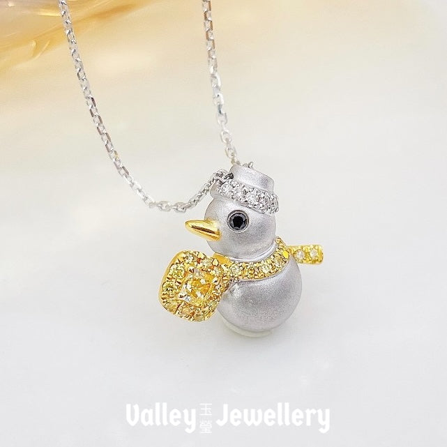 Snowman Yellow Diamond Necklace